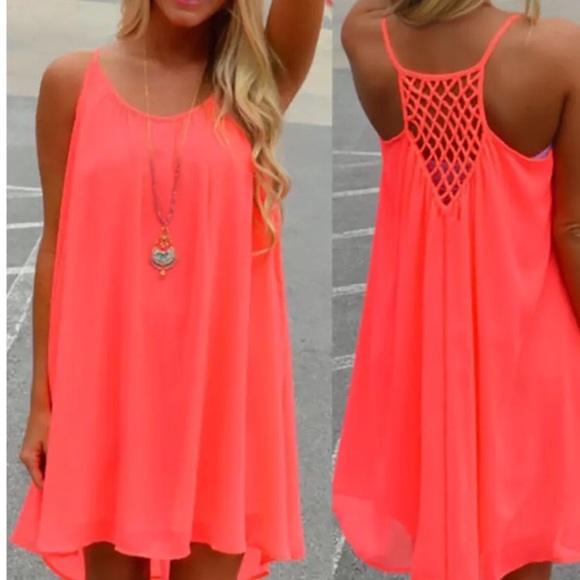 SOLD Bright coral beach dress!! - Picture 1 of 2